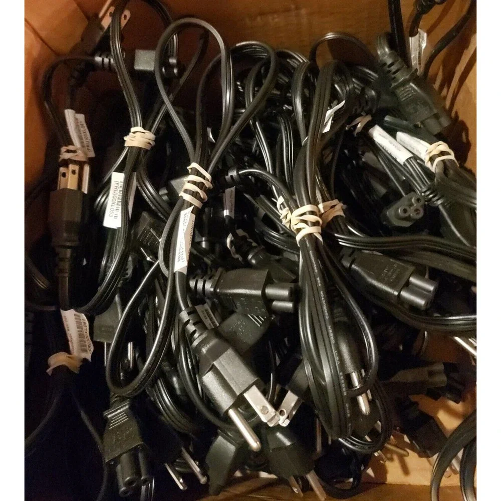 Lot of 20 Mickey Mouse AC power cable 3 prong C5 US plug cords black 3ft 4ft